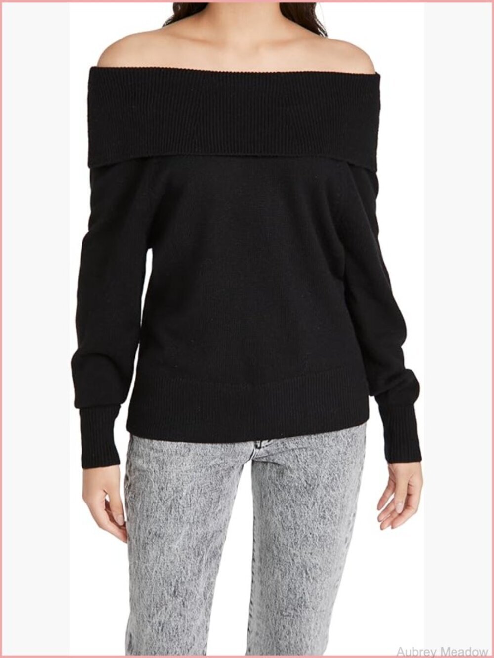 Wool Blend Shoulder Baring Sweater Pull On Long Sleeve